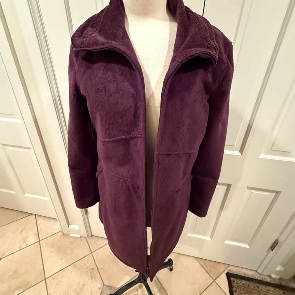 Athleta Minka Plush Purple Teddy Long Jacket Coat for Women Large